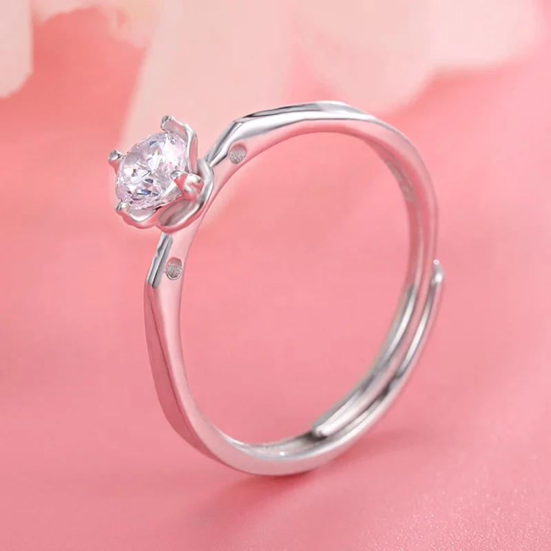
Gold plated ladies fashion bague anel adjustable cubic zirconia engagement wedding 925 sterling silver rings jewelry for women 
