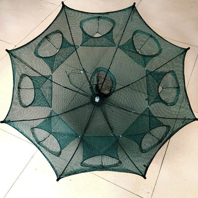 Nylon Steel 6 Holes Folded Portable Hexagon Fishing Net Crayfish Fish Automatic Trap Shrimp Carp Catcher Cages Mesh Net CrabTrap