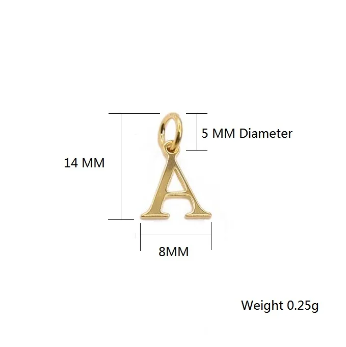 18K Gold Plated Polished Initial Letters Pendants 925 Sterling Silver Capital Letter Charms Pendant For Necklace And Bracelet
