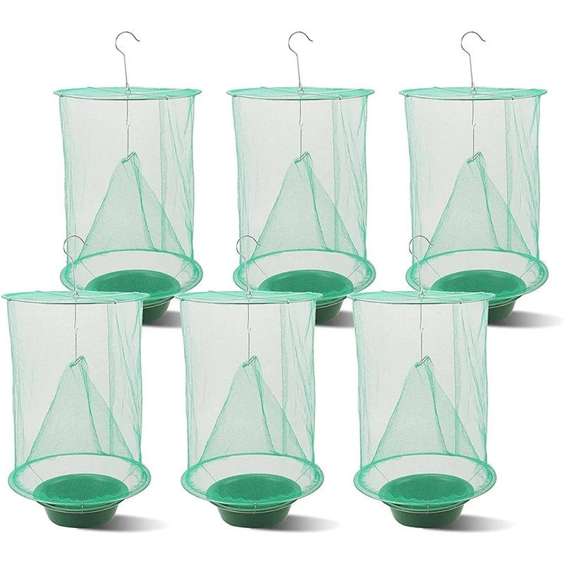 LNDF Hot Sale Hanging House Fruit Fly Trap Flies Net with Lure bowl Plastic Eco Material Disposable Green Indoor Outdoor