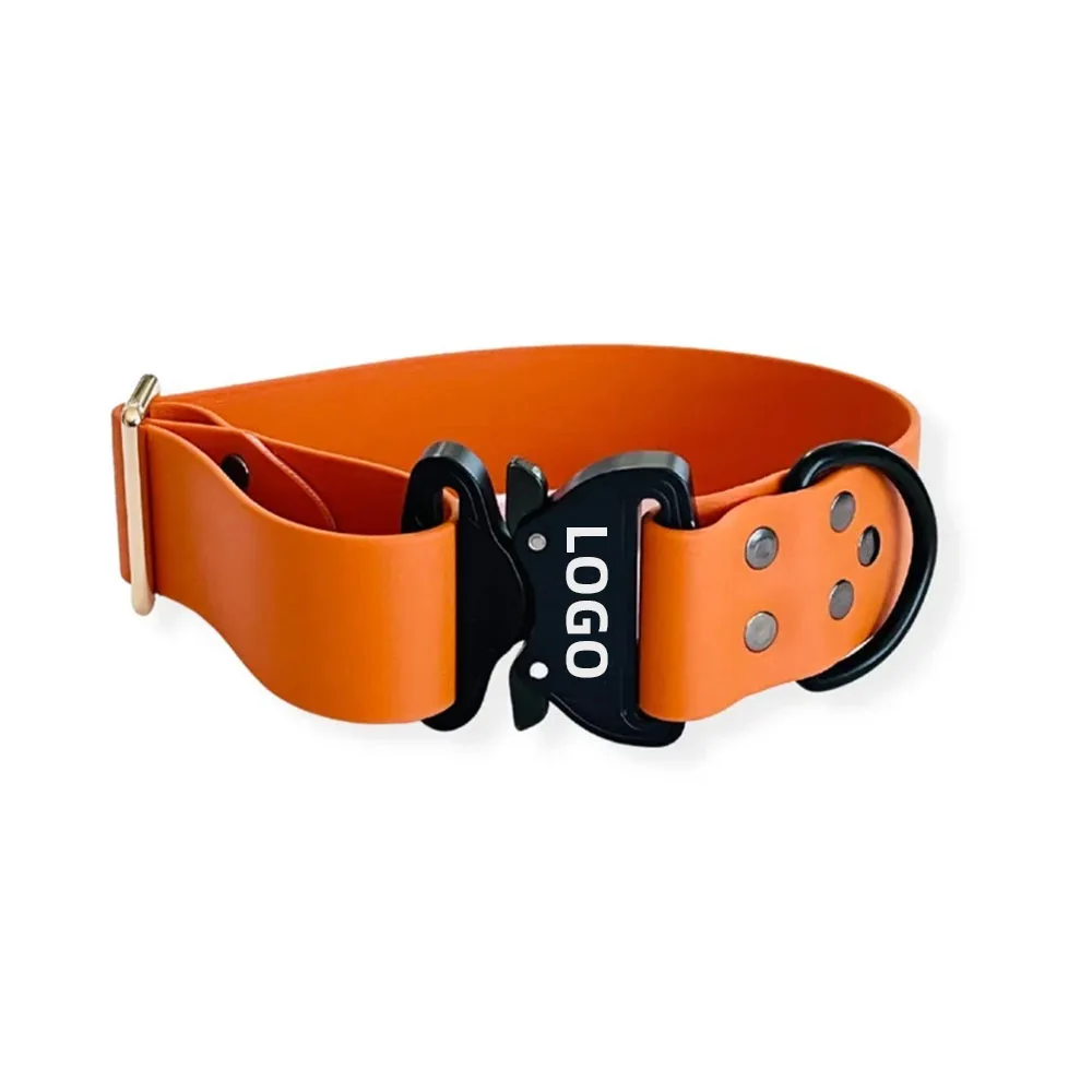 Durable Heavy Duty Waterproof PVC Tactical Snake Clasp Dog Collar Metal Rivet Solid Animal For Small Medium Large Dogs