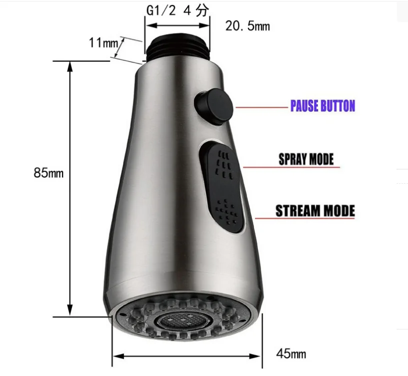 ABS Spray Head Kitchen Tap Pull Out Parts Kitchen Faucet Faucet Spouts Kitchen Faucet Nozzle Small Shower Head Attachment