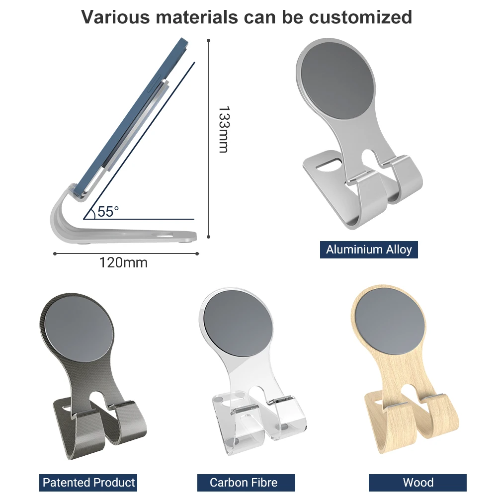 New desk cell phone holder 3mm aluminum metal desktop magsaf wireless charger Magnetic phone stand holder for MagSafe Charger