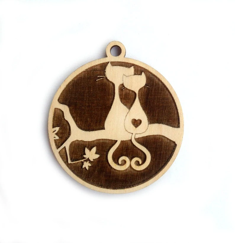 Hot Sale Factory Customize Laser Cut Engraved Animal Wooden Charms Gift Accessories