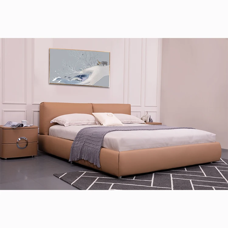 OEM ODM Factory Modern Queen Lit Hotel Bedroom Sets King Size Double Upholstered Platform Beds Frame with Wood Slat Support