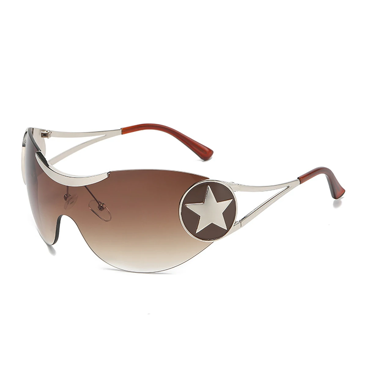 trend sunglasses new one-piece fashion star rimless sunglasses Europe and the United States cross-border sports wholesale