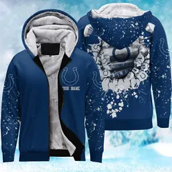 Flight Trademark Colts Jacket Hood Famous Clothing Premium Fashion Brands Oem Custom Men Sleeve Varsities Fleece Jacket