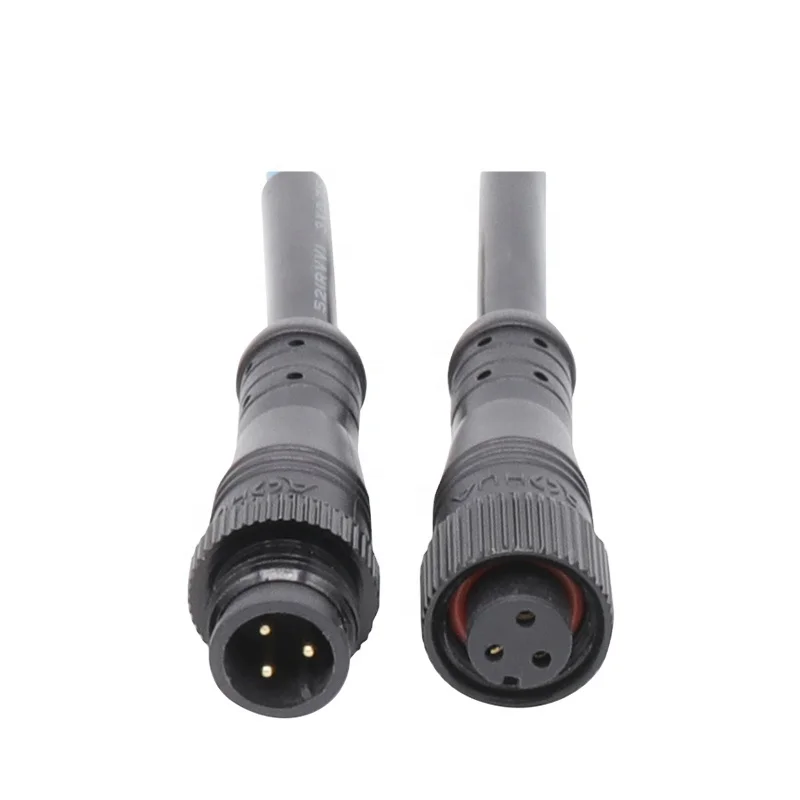Electronic equipment m12 3 pin waterproof male female metal led connector