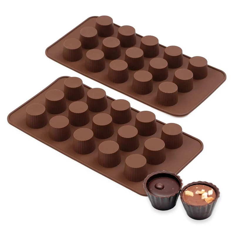 Customized 15-Cavity Non Stick Food Safety Mini Cup Chocolate Mould Silicone Peanut Butter Molds For Diy Baking