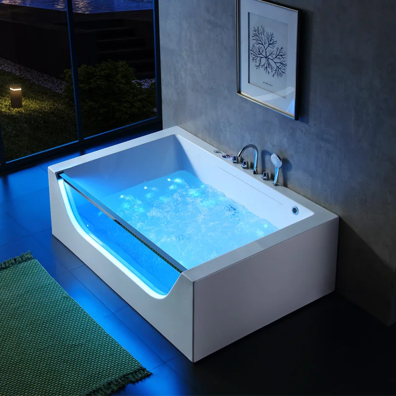 sea view window two person indoor BATH TUB acrylic Bathtubs Whirlpools with faucet and two pillows