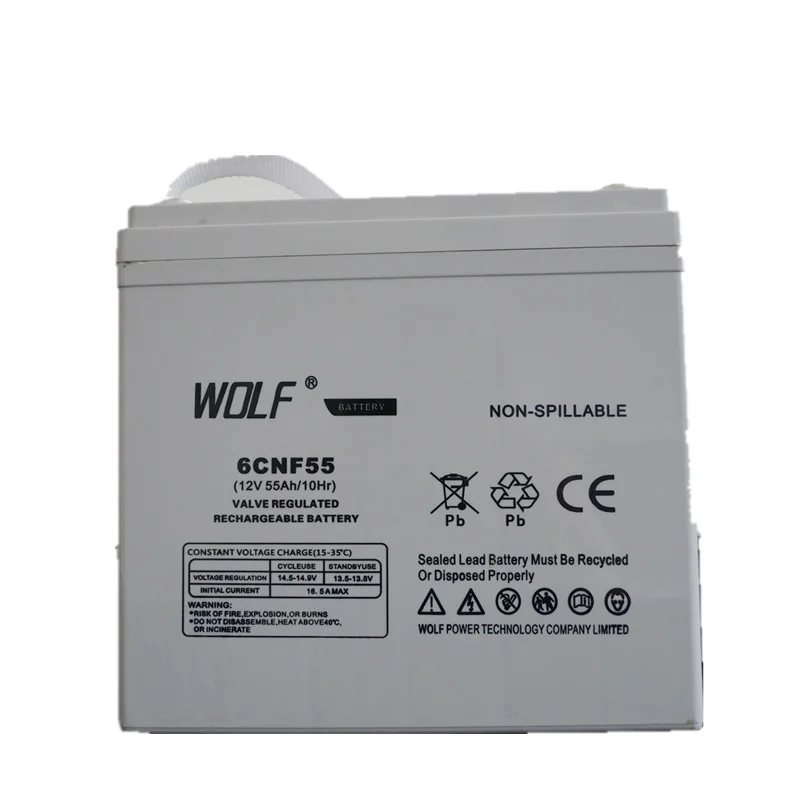 12V 55AH deep cycle rechargeable sealed energy storage  lead acid battery