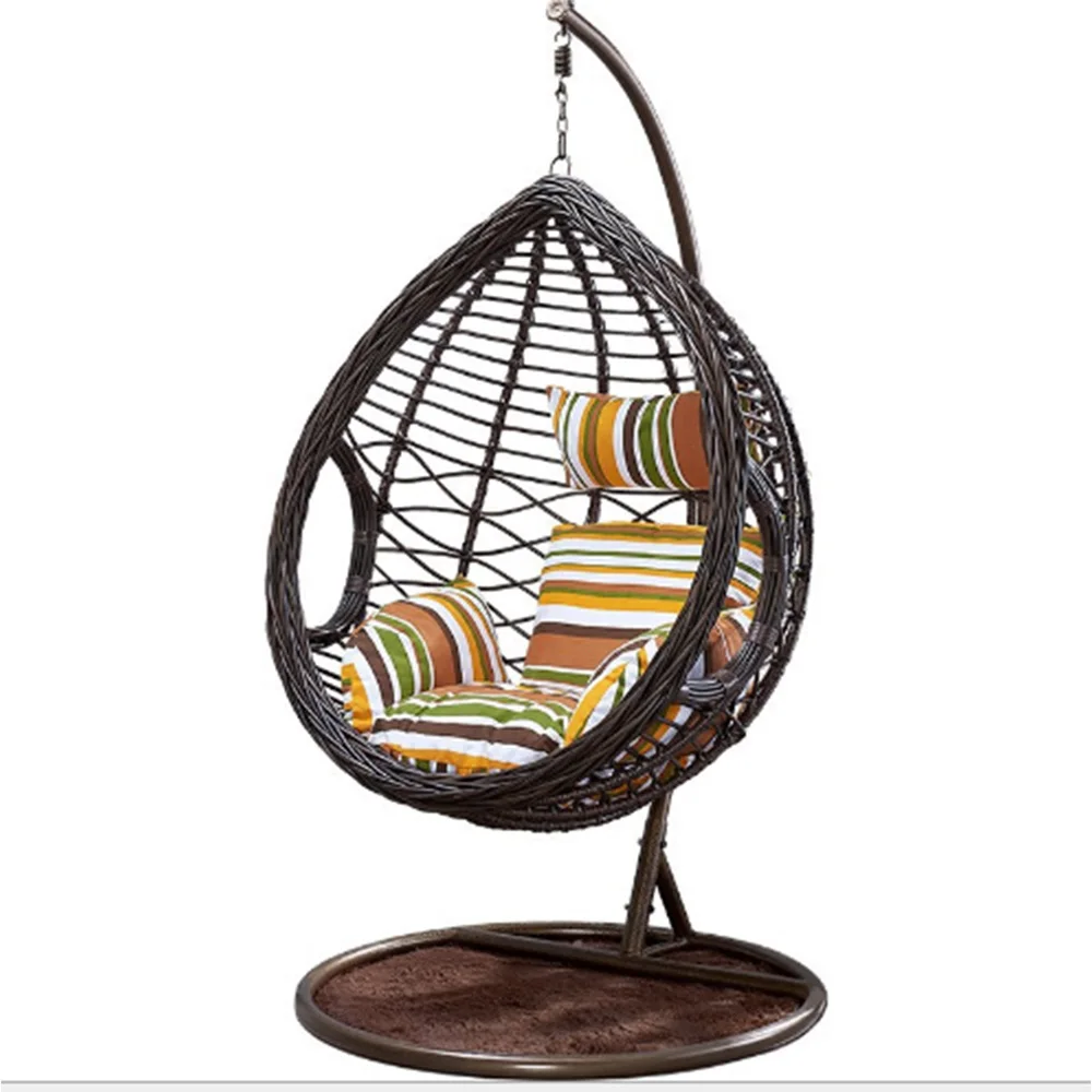 Patio garden outdoor wicker rattan egg shaped chair swing set furniture with good price
