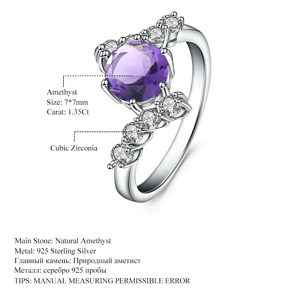 A2024 Abiding Exquisite Natural Real Amethyst Cz Gemstone 925 Sterling Silver Ring And Earrings Jewelry Set