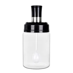 Hot Product 250ML Pepper Cruet Oil Bottle Spoon Cover Glass Honey Seasoning Bottle Moistureproof Kitchen Condiment Spice Jar