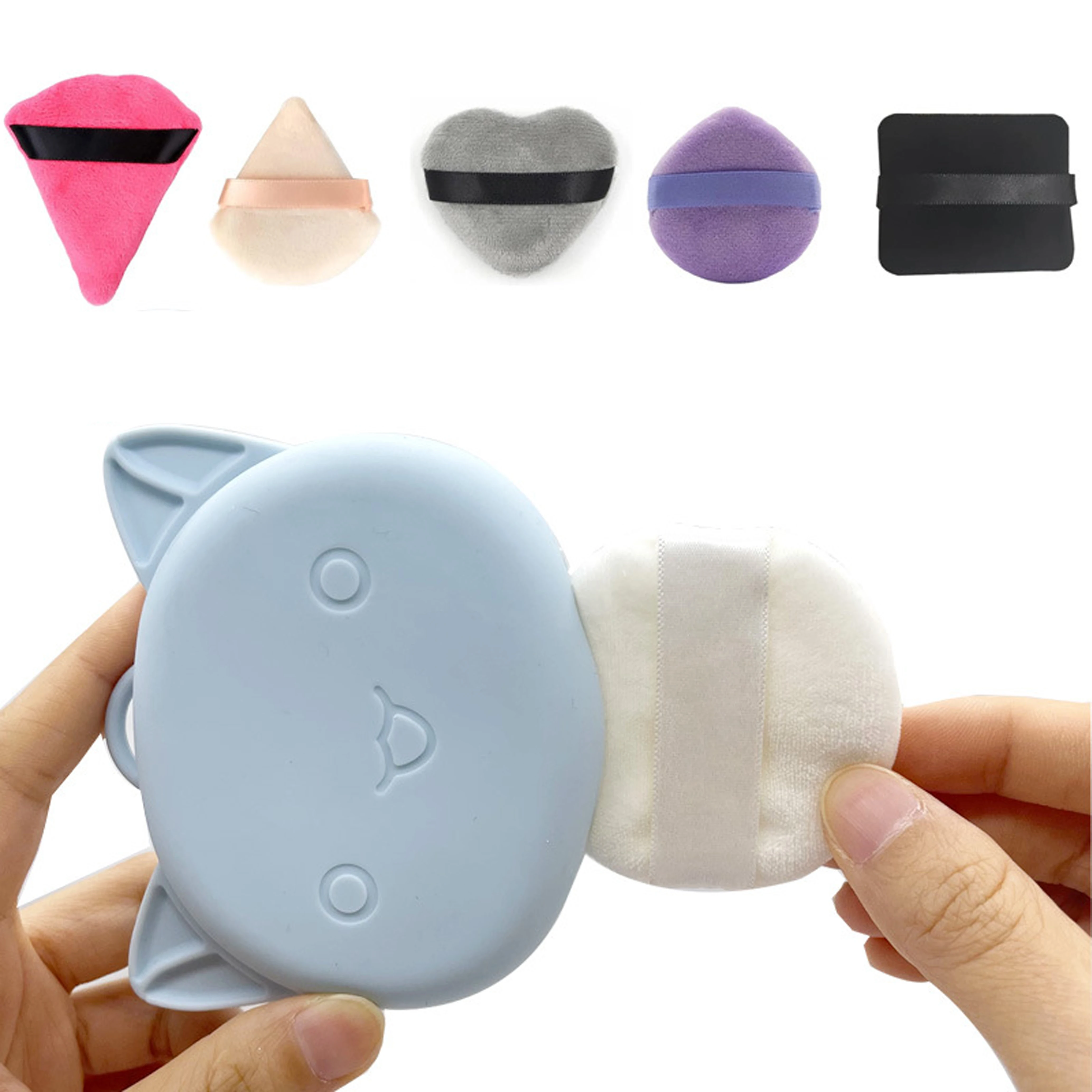 Skin-Friendly Make Up Puff Case Portable Powder Puff Bag Silicone Powder Puff Holder For Triangle Powder