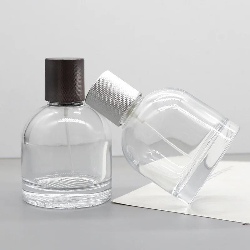 Clear Round Spray Bottle 100ml LUxury Glass Crimp Perfume Bottle