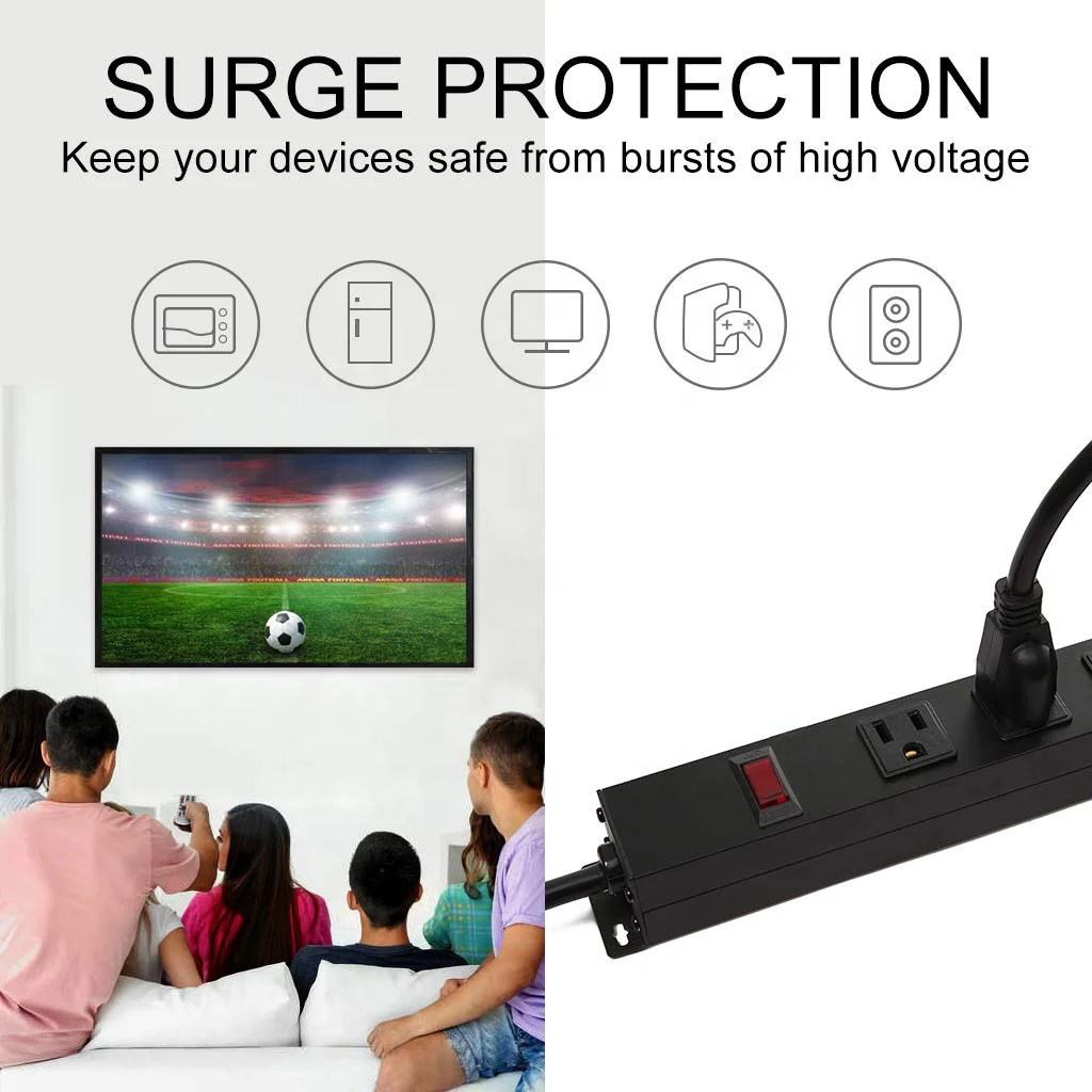 heavy duty 15a metal power strip surge protector extension cord 10ft 15ft power cord
