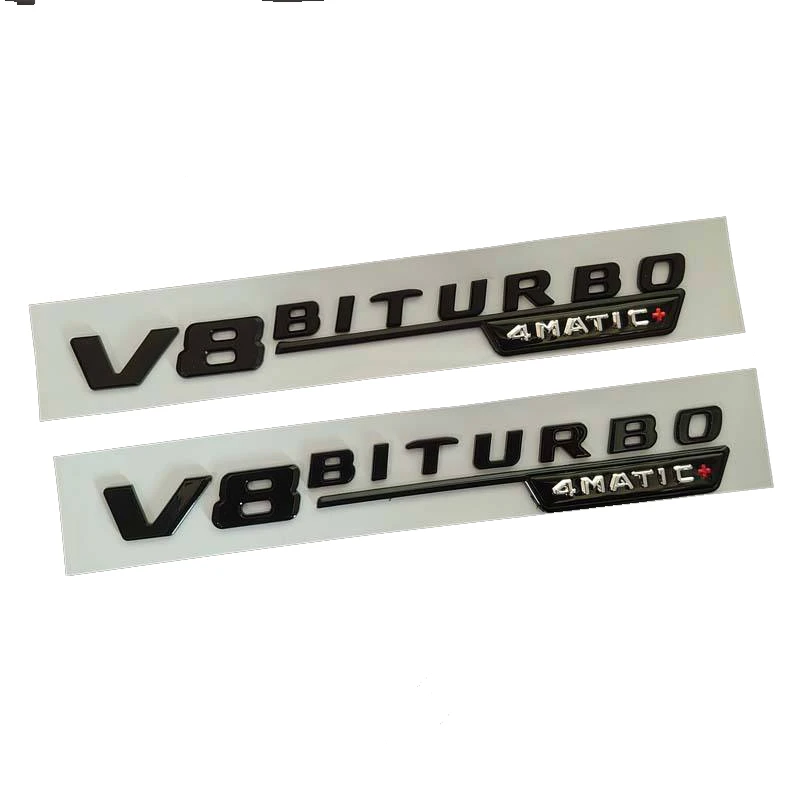 Wholesaler Firmly pasted 2pcs BITURBO 4matic Letters Fender Emblems Badges Fit metallic logo for car for Mercedes Benz AMG