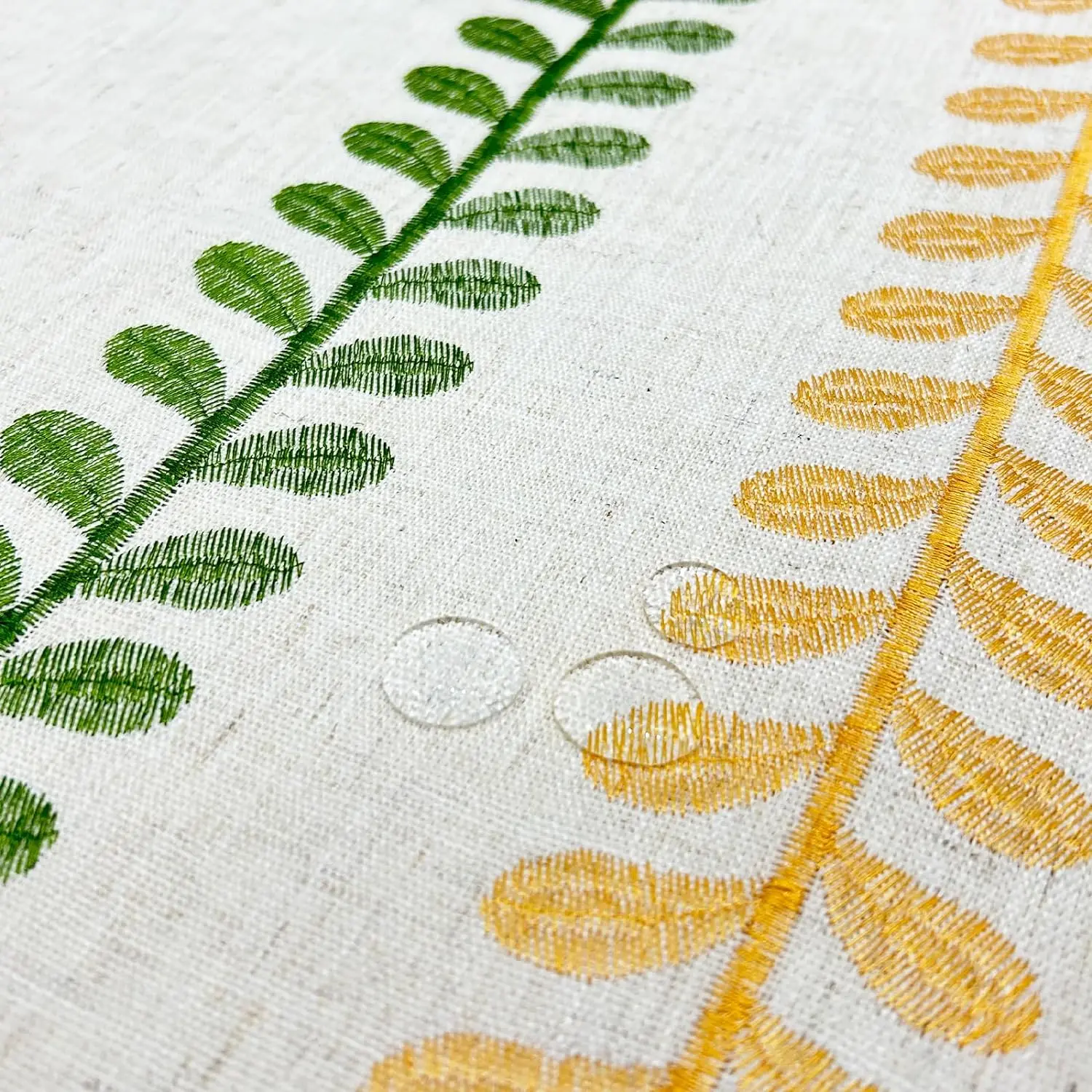 QDTEX Cotton Linen Rectangle Table Clothes Waterproof Embroidered Tablecloth