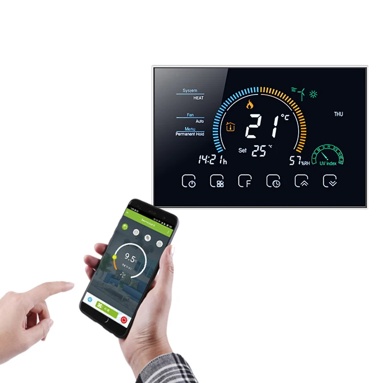 Manufacturer 0-10V Valve Modbus Air Conditioning Central Heat Room Fan Coil Smart Touch room Thermostat