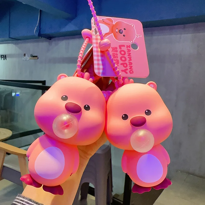 2024 Tiktok wholesale loopy Bubble-spitting doll squeezing toy keychain Stress Relief toy keychain cartoon backpack pendant