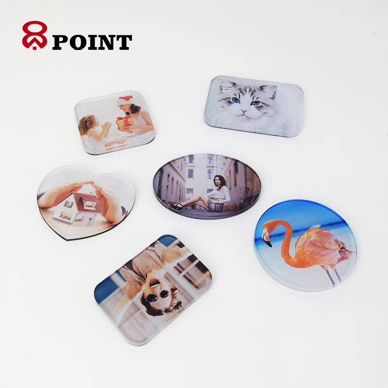 Different shapes sublimation Acrylic magnet Clear fridge magnetic sticker blank Refrigerator sticker