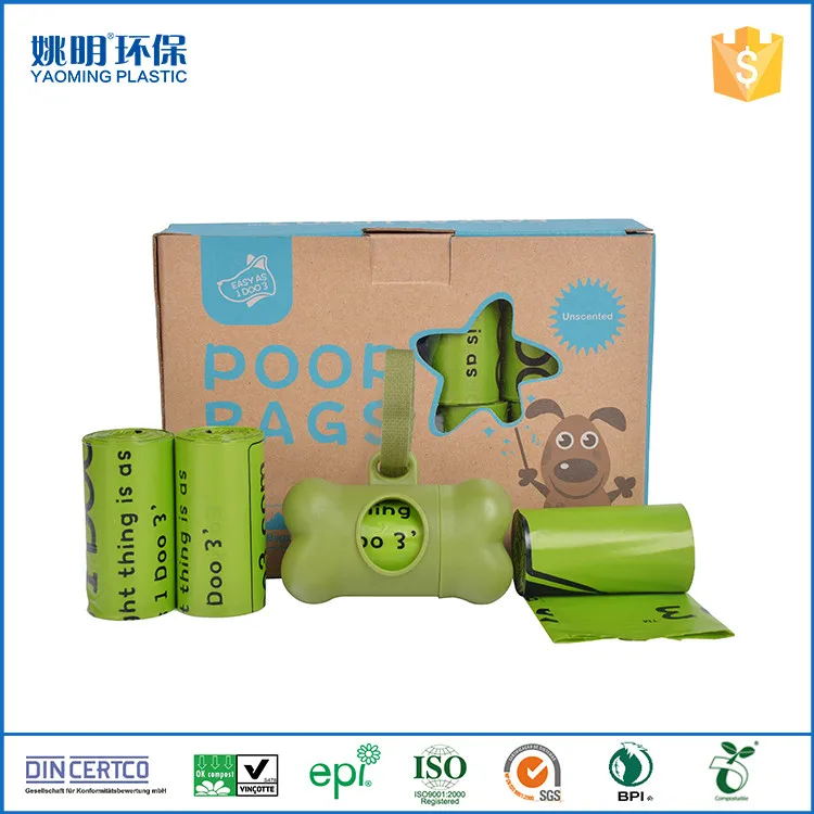 Biodegradable Custom Logo Dog Waste Bag Disposable Compostable Garbage Pet Waste Holder Dog Poop Bag