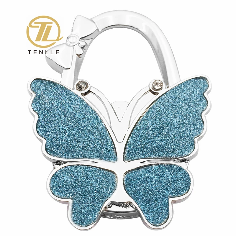Colorful shimmery butterfly bag hanger creative traceless non-slip hanging bag hook table top folding zinc alloy hook