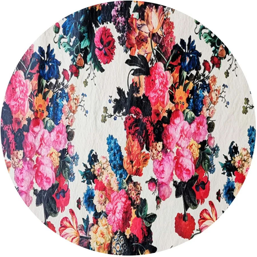 rose flower pattern tectorial membrane micro wrinkle printing nylon fabric for clothing lining