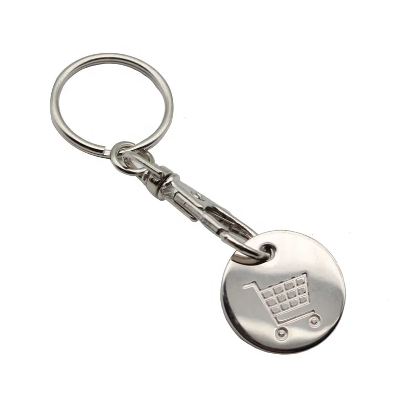 Cheap Metal UK Trolley Insert Coin Keychain For Supermarket Shopping Cart Token