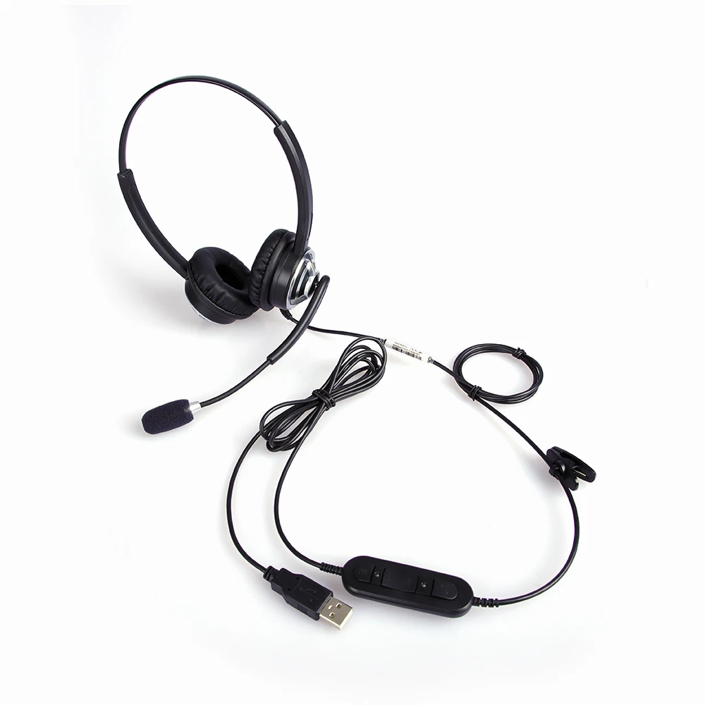 High Quality call center USB headset with noise cancelling microphone with volume control and mute switch