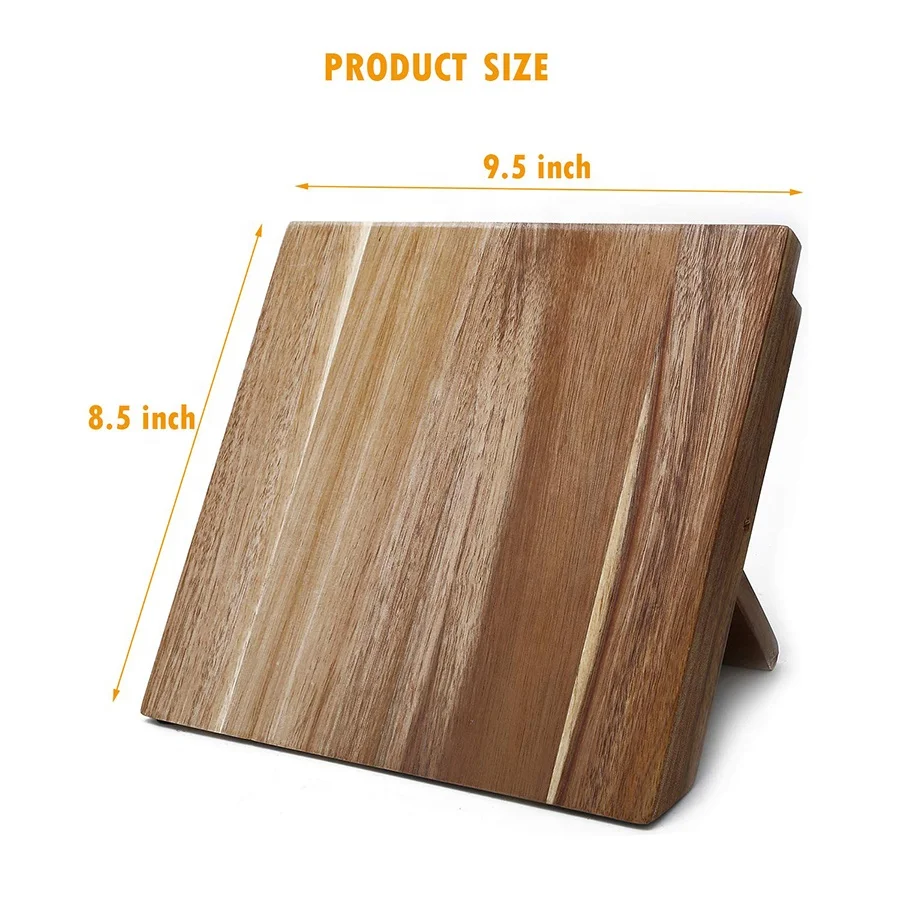 High Quality Acacia Wood Knife Holder Stand Wooden Magnetic Knife Block
