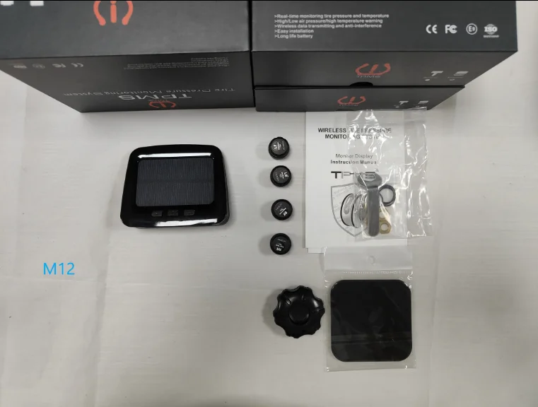 Solar LCD Display Tire Pressure Monitoring System TPMS M12-3+SO with External Sensor