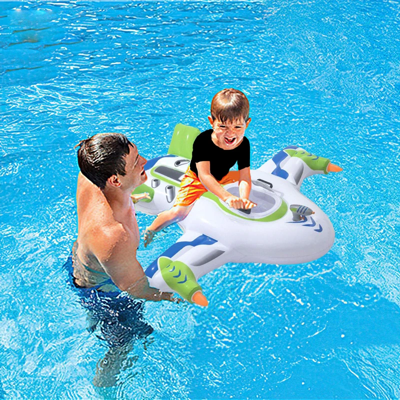 B01 Inflatable swimming ring baby spaceship floating on water cushion children water jet fighter children thickening