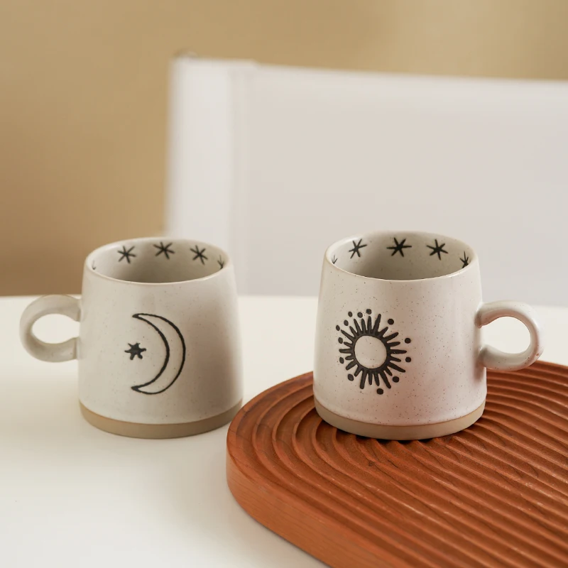 siyue 400ml Handmade pottery clay Ceramic glaze Drinkware office water coffee tea mug Cups set wholesale With Handle 3213