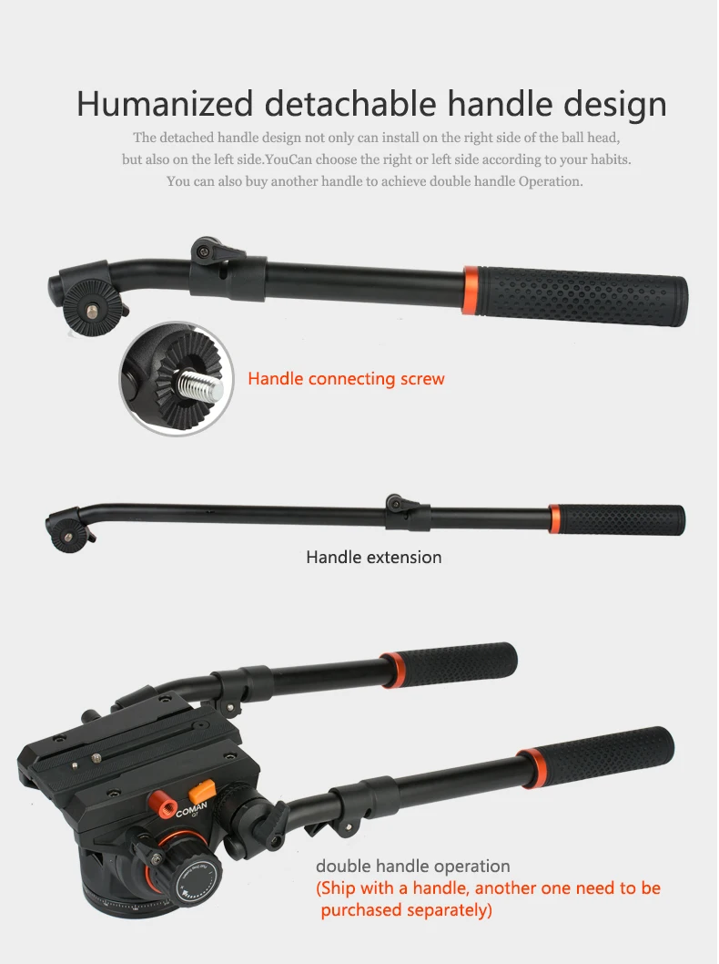 Coman new design 75MM ball bowl base  professional fluid ball head for video tripod Q7 dslr camera