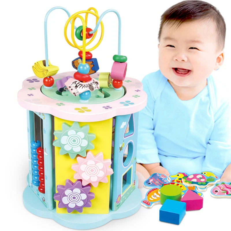 Wholesale Wooden Abacus Maze Beads Toys Traditional Educational Kids Toys Customized Multifunctional 5 in 1 18 Sets