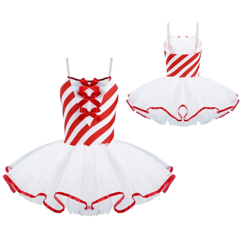 4-16 Years Kids Girls Christmas Dance Dress Bow Children Dance Costumes Tutu Dress Stage Dance Wear