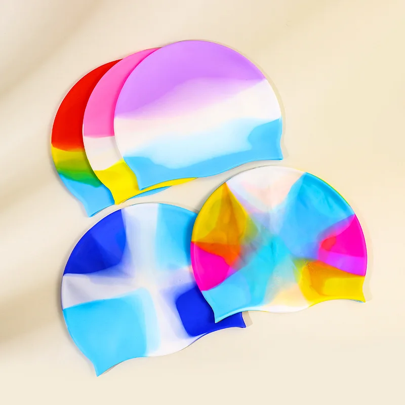 Small MOQ Fast Dispatch Custom Printed Funny Logo 55g Silicone Adult Swimming Caps