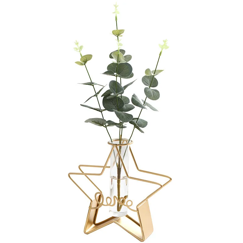 Nordic Metal Gold Flower Pot Hydroponic Plant Test Tube Plant Pot Multi Design Home Decor Metal Frame Vase