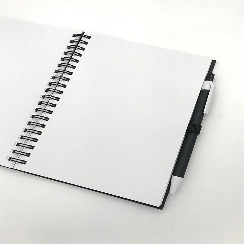 A5 Carton covered sublimation spiral notebook with 70 blank sheets and recycled paper ballpoint pen