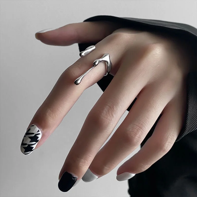 Creative Irregular Liquid Lava Opening Ring for Women Men Unisex Chic Niche Simplicity Rings Jewelry Party Accessories