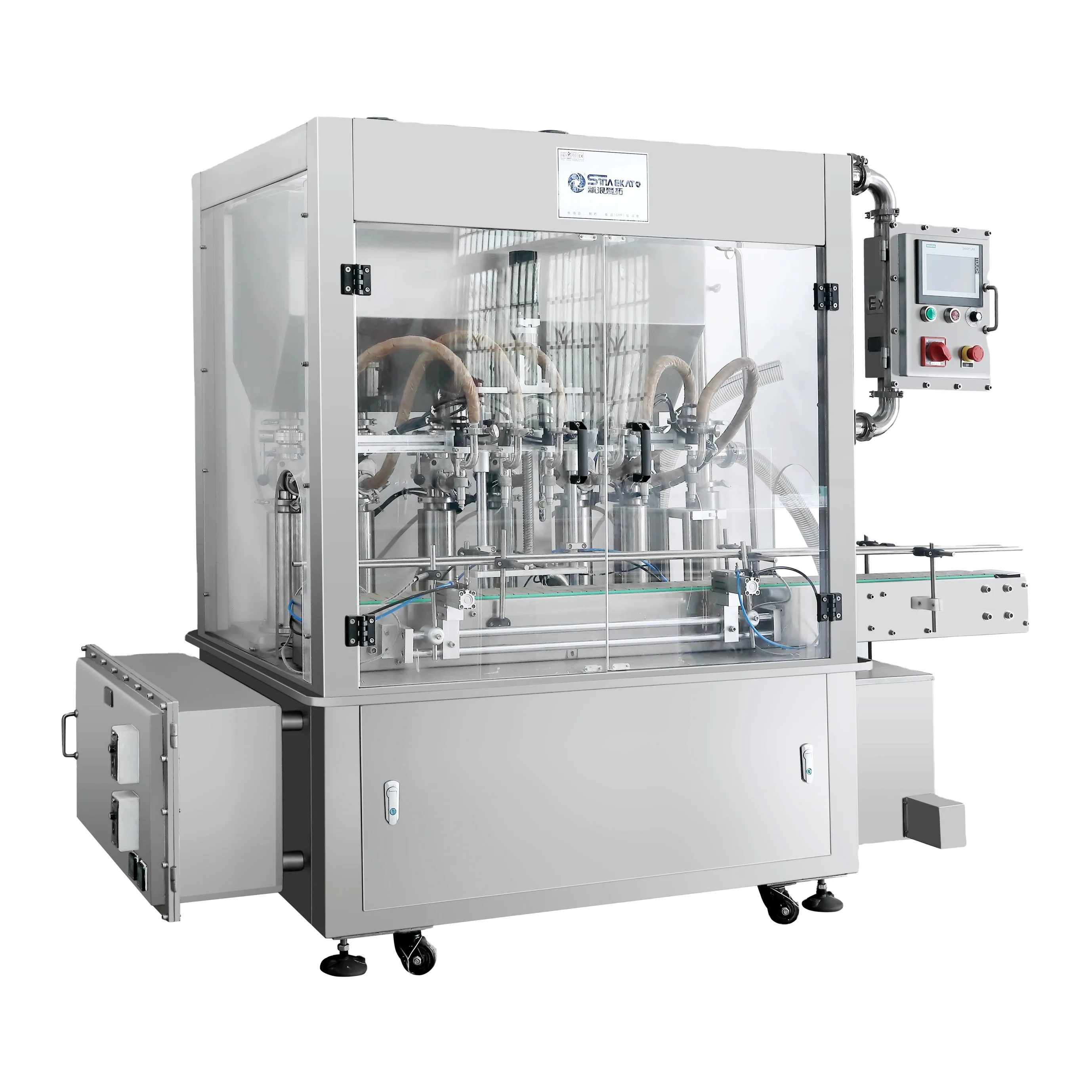 Sina Ekato straight line type automatic liquid filling capping machine for shampoo ,gel ,cosmetic cream lotion