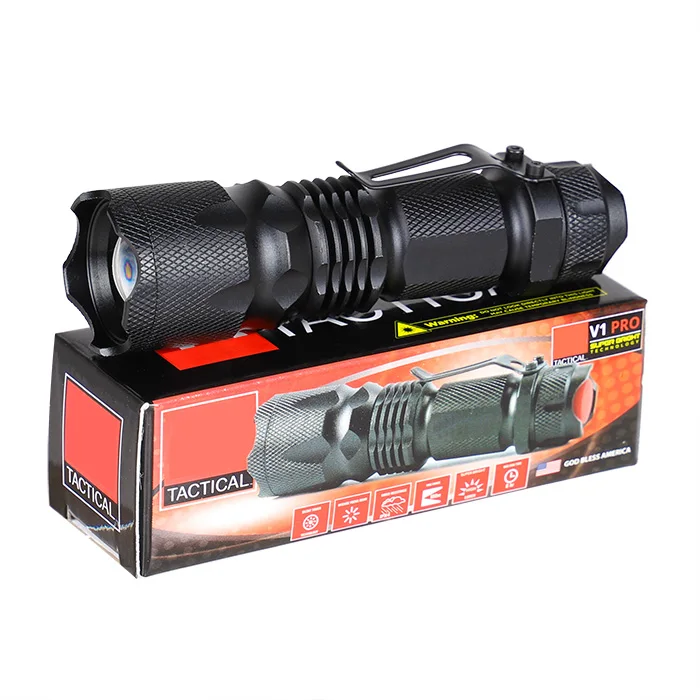 Оптовая продажа, карманный светодиодный тактический мини-фонарик военного класса с зажимом для ремня, 3 режима, умный компактный дизайн, водостойкий