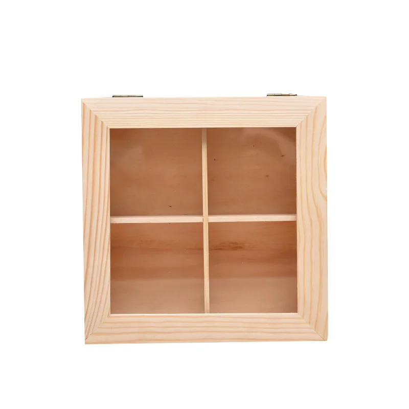 Unfinished Natural Wooden Box Christmas Gift Package Boxes With Acrylic Lid