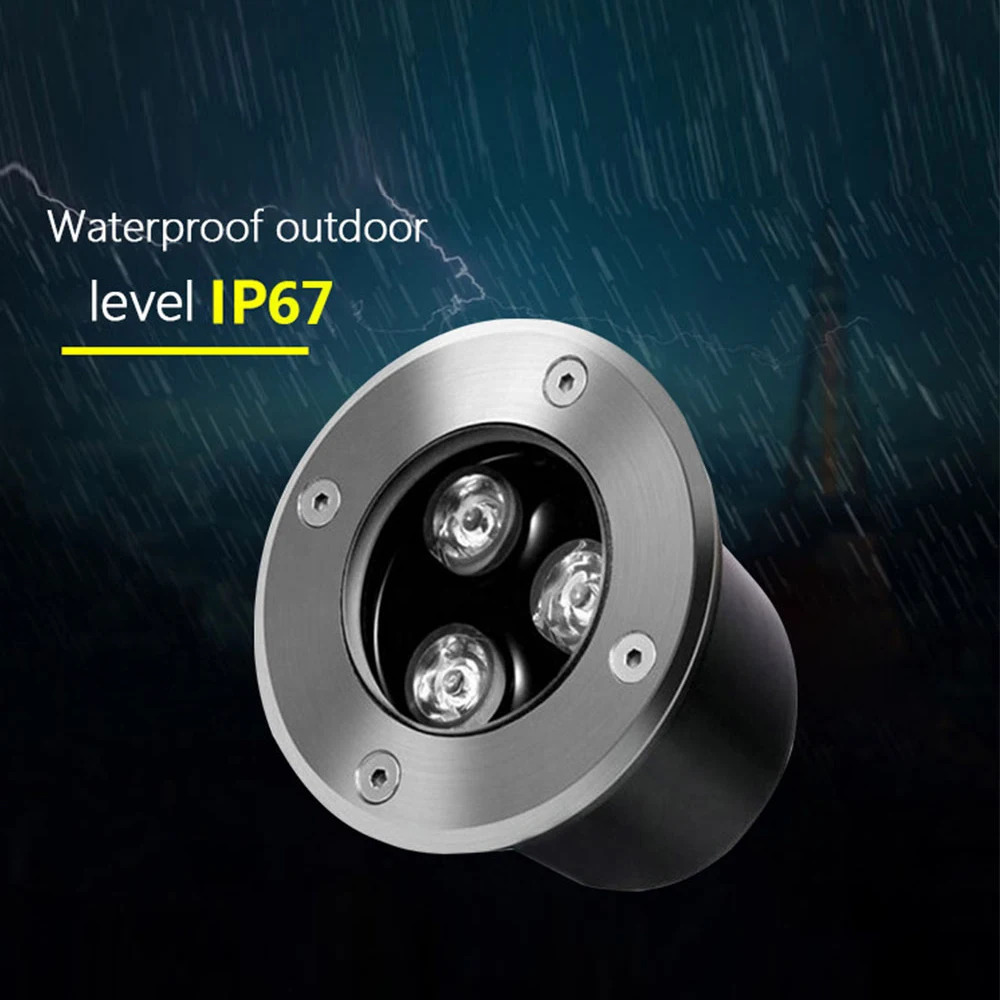 Stainless Steel cover and aluminum body Outdoor Buried Round Inground Floor Lamp IP67 3W Epistar LED Underground Light