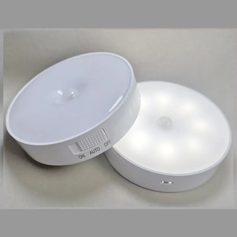 USB Rechargeable LED Smart Motion Sensor Night Light Lamp Bedroom Kitchen Cabinet Lights Wall Wireless