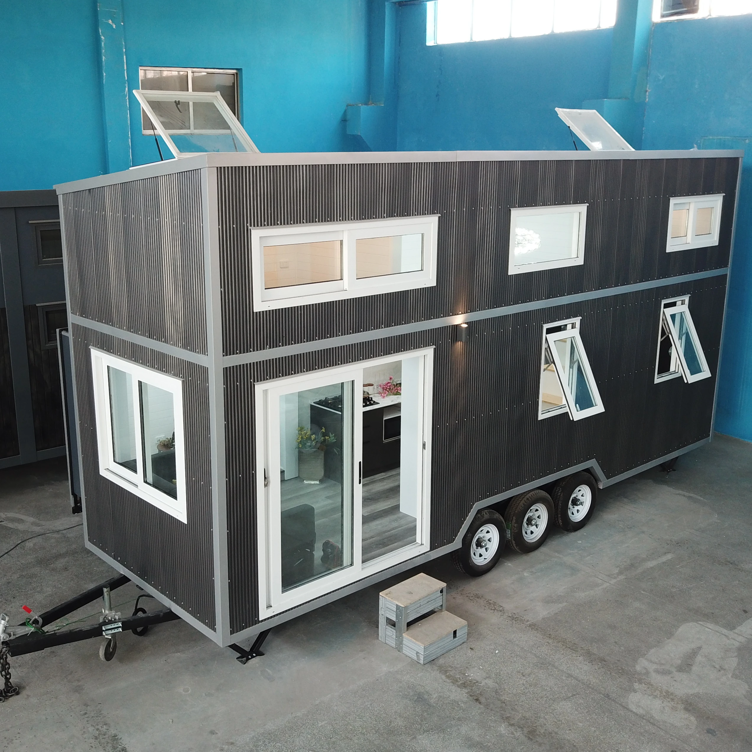 Combo Small 2 Bedroom Fireproof Prefab Tiny House On Wheels