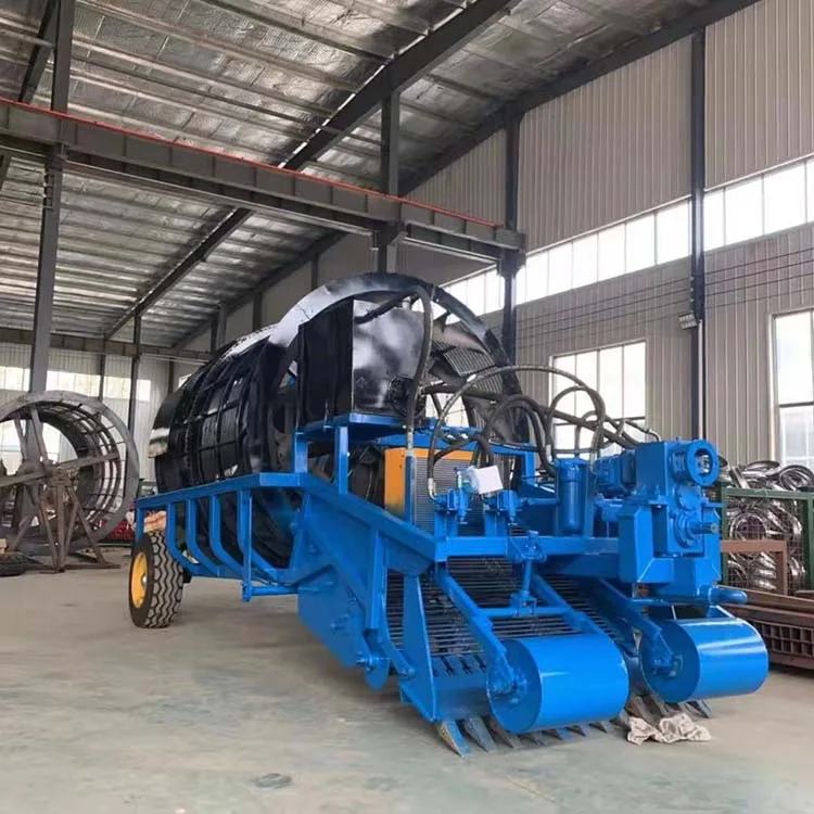 Large stone picker machine collect and recycle debris and clear land and open up wasteland