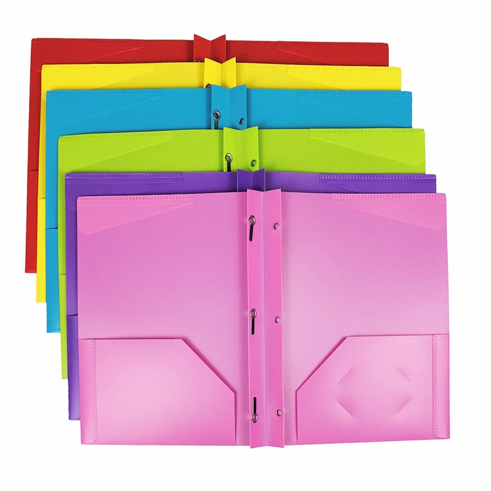 Three-Hole Punch Prong Fasteners Letter Size Assorted Color File Folder